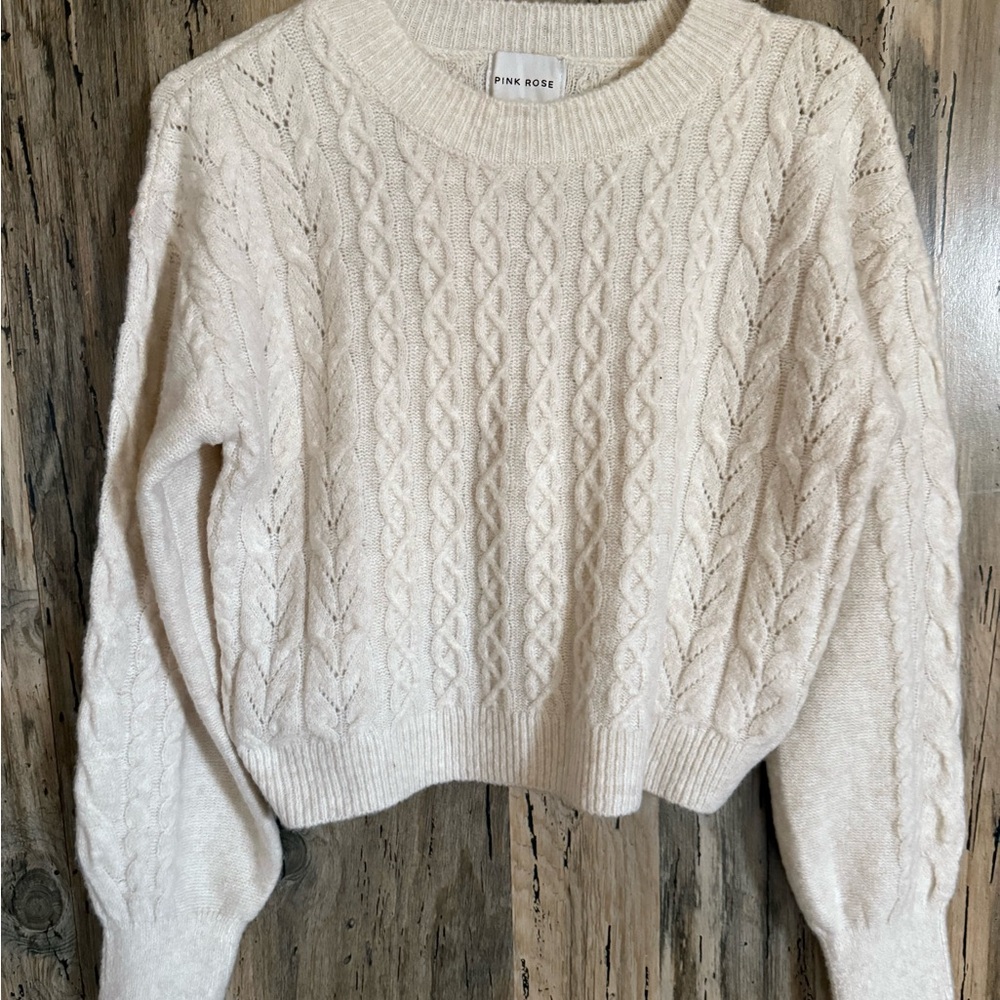 Ivory Cable Knit Sweater - Picture 2 of 3